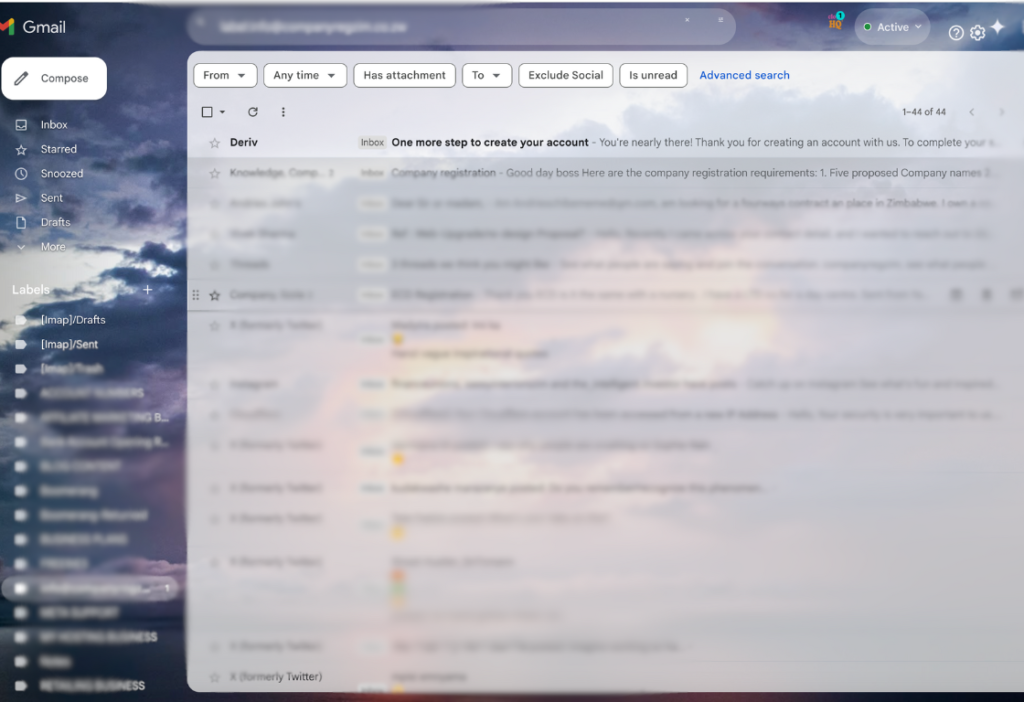 Locate the email from Deriv